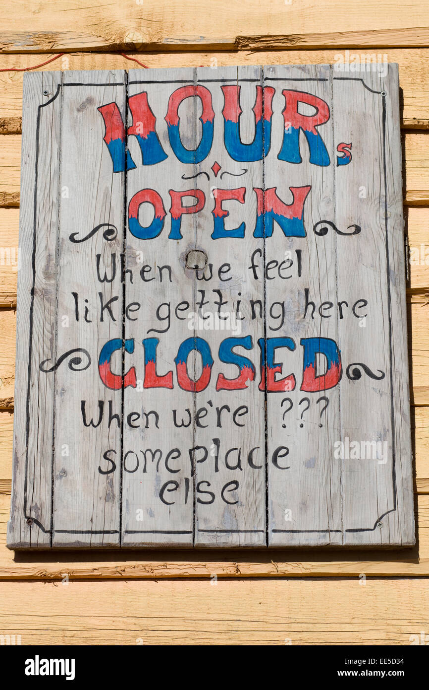 Outdoor public information Sign "Hours of Opening Stock Photo Alamy