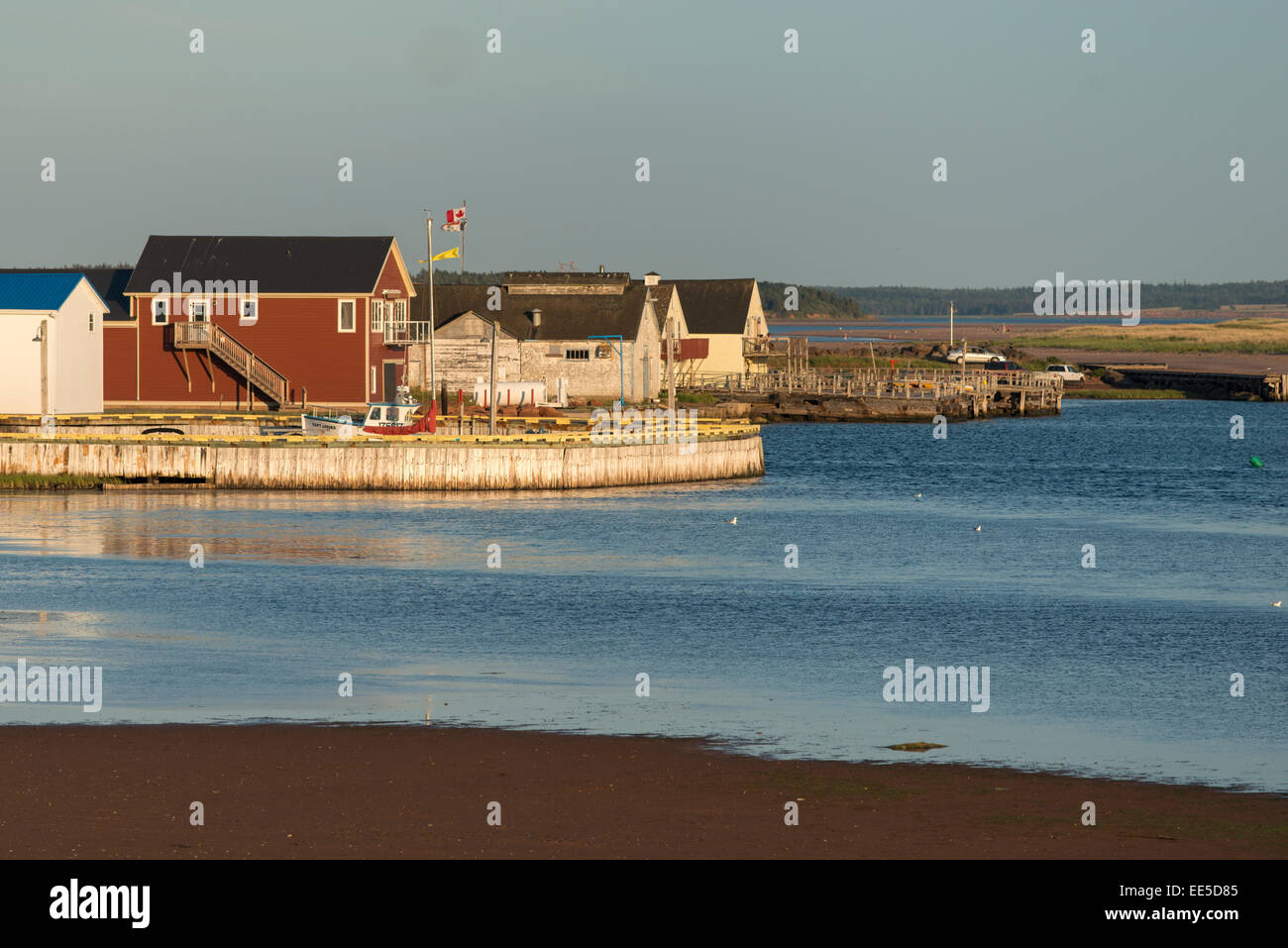 Town at waterfront, North Rustico, Prince Edward Island, Canada Stock