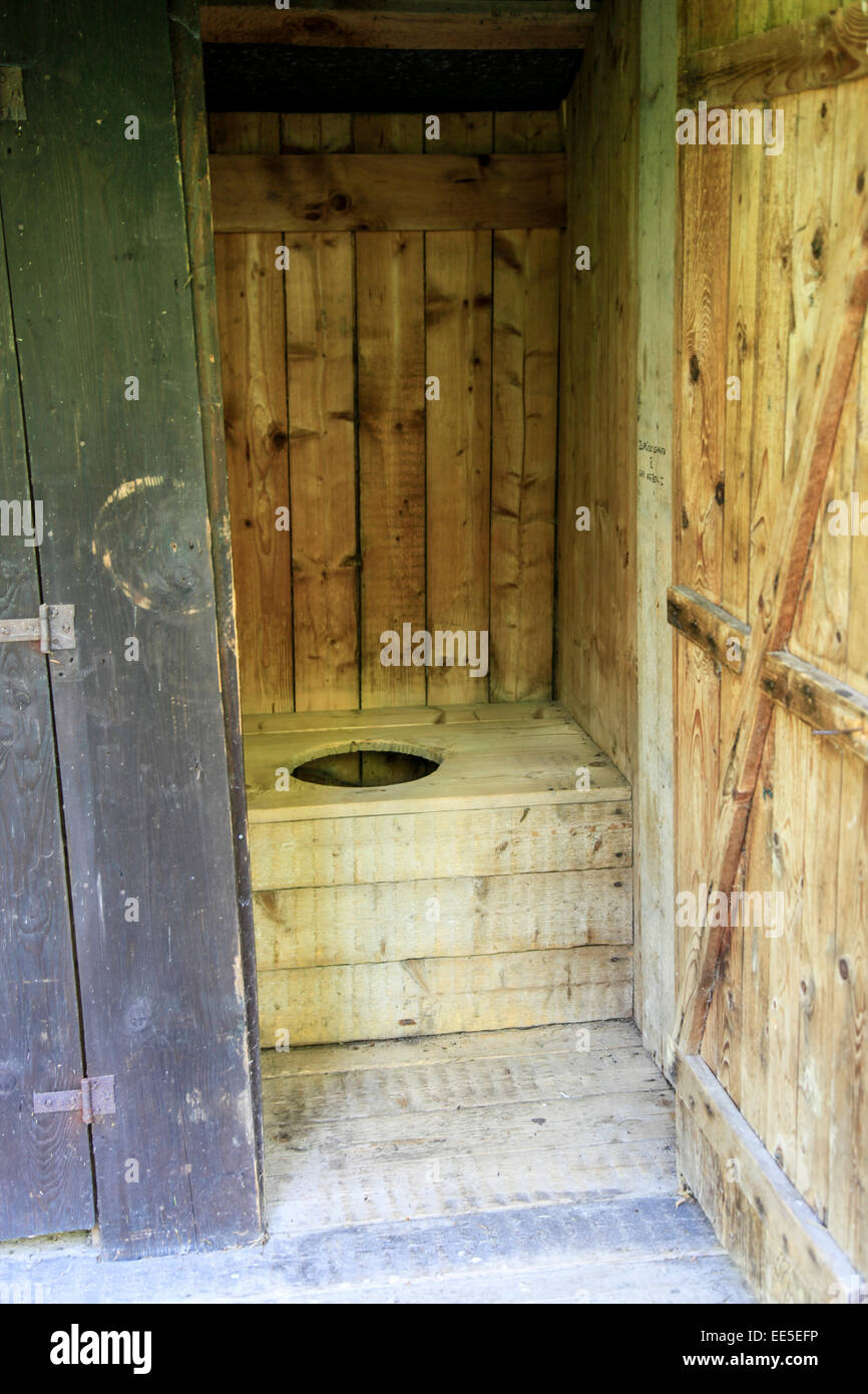 Wood outhouse Photographed in Ruzomberok, Liptov, Slovakia Stock Photo