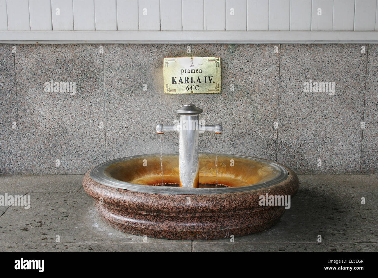 Hot spring in Karlovy Vary, Czech Republic. Stock Photo