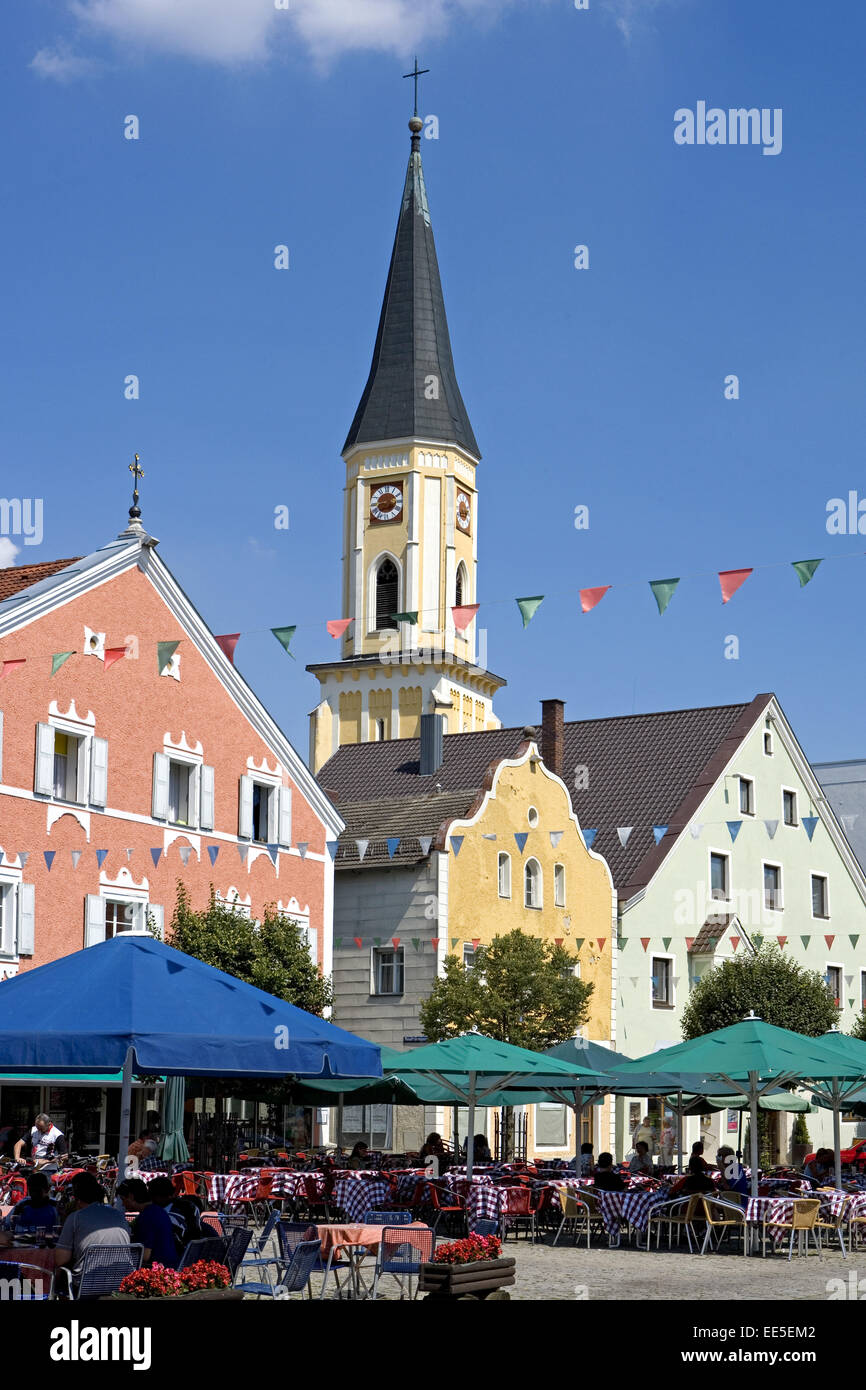 Deutschland, Bayern, Kehlheim, Niederbayern, Gebaeude, Innenstadt, Ludwigsplatz Stock Photo