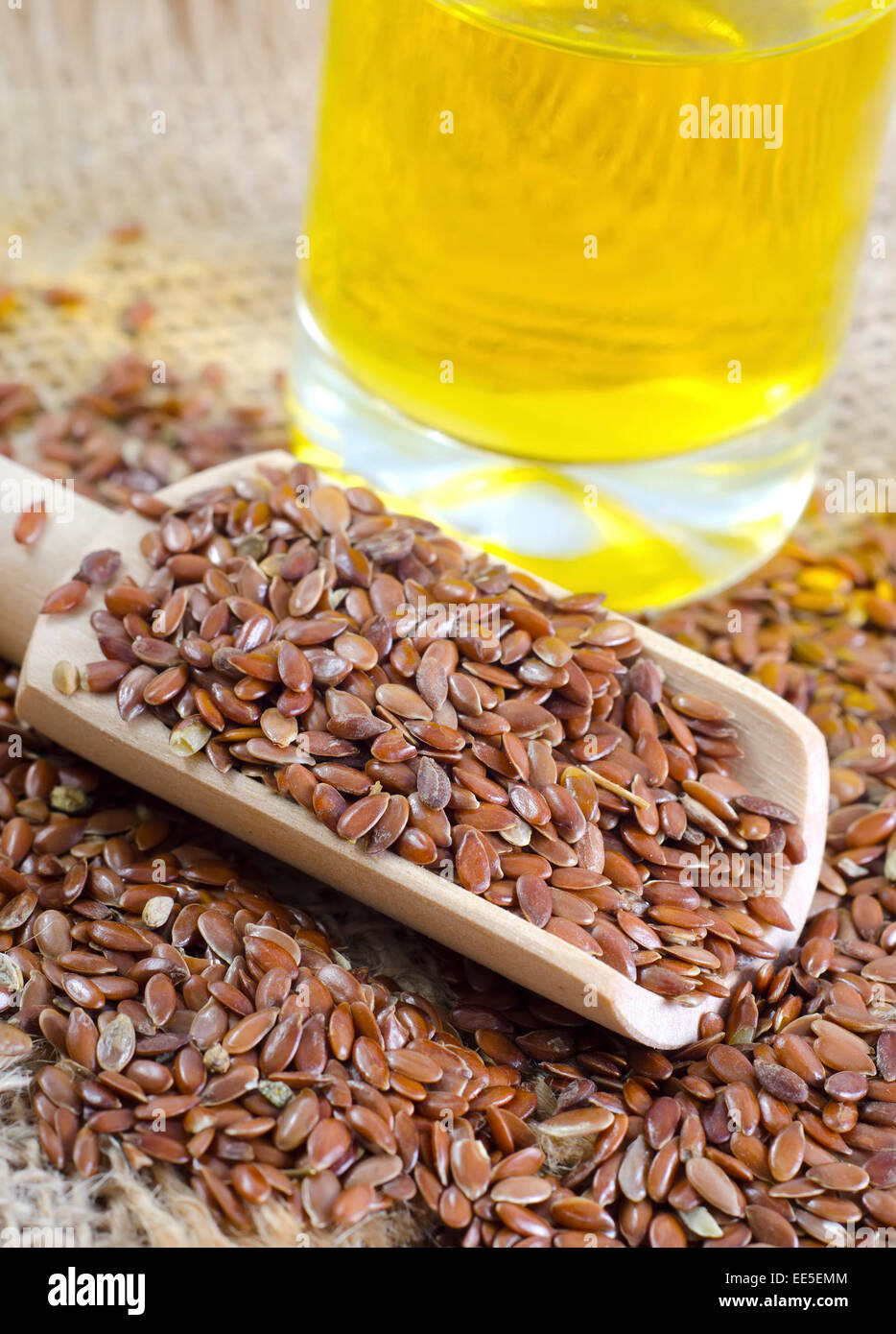 flax seed and oil Stock Photo Alamy