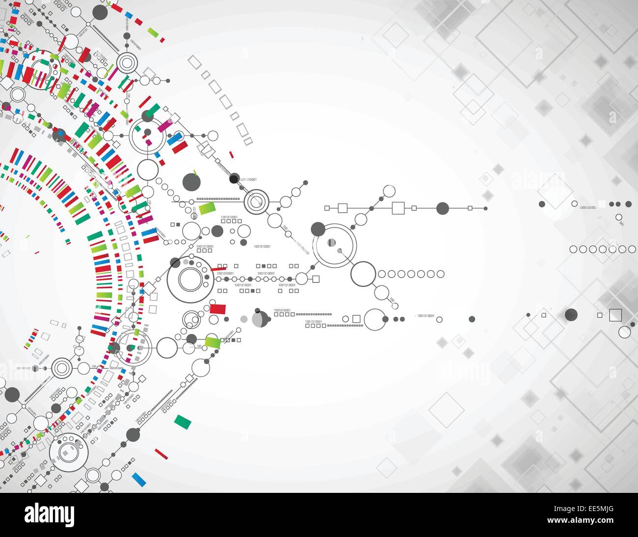 Abstract technological background with various technological elements ...
