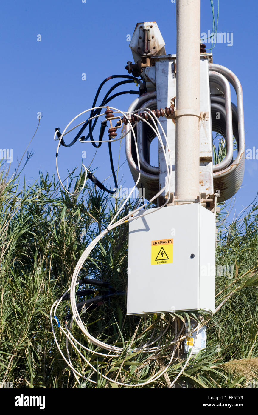 Maltese electricity power cables Stock Photo Alamy