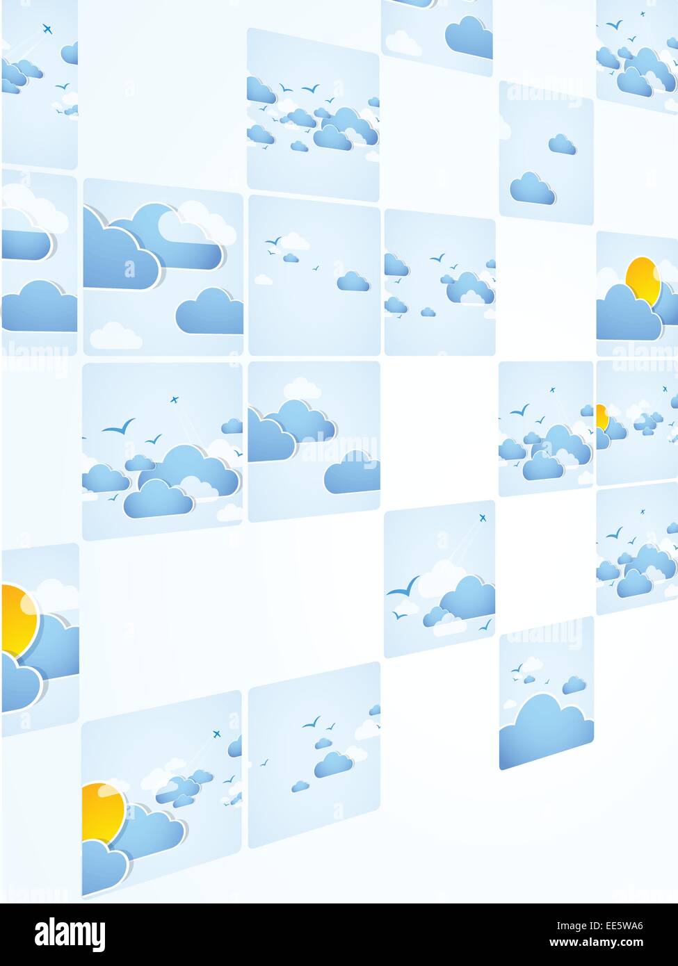 Mosaic theme. Good weather background. Blue sky with clouds. Vector ...