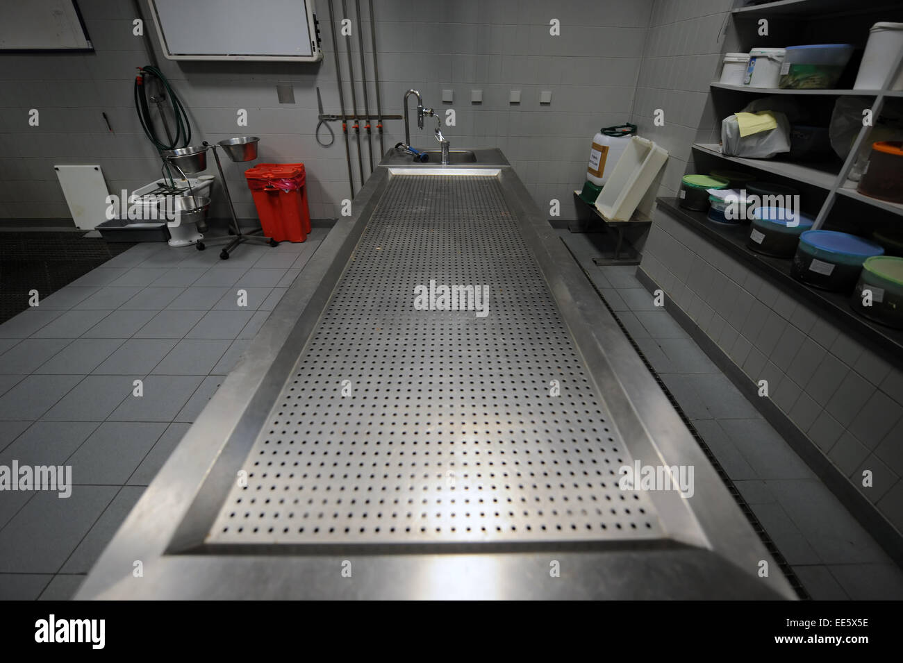 Autopsy table at the morgue Stock Photo
