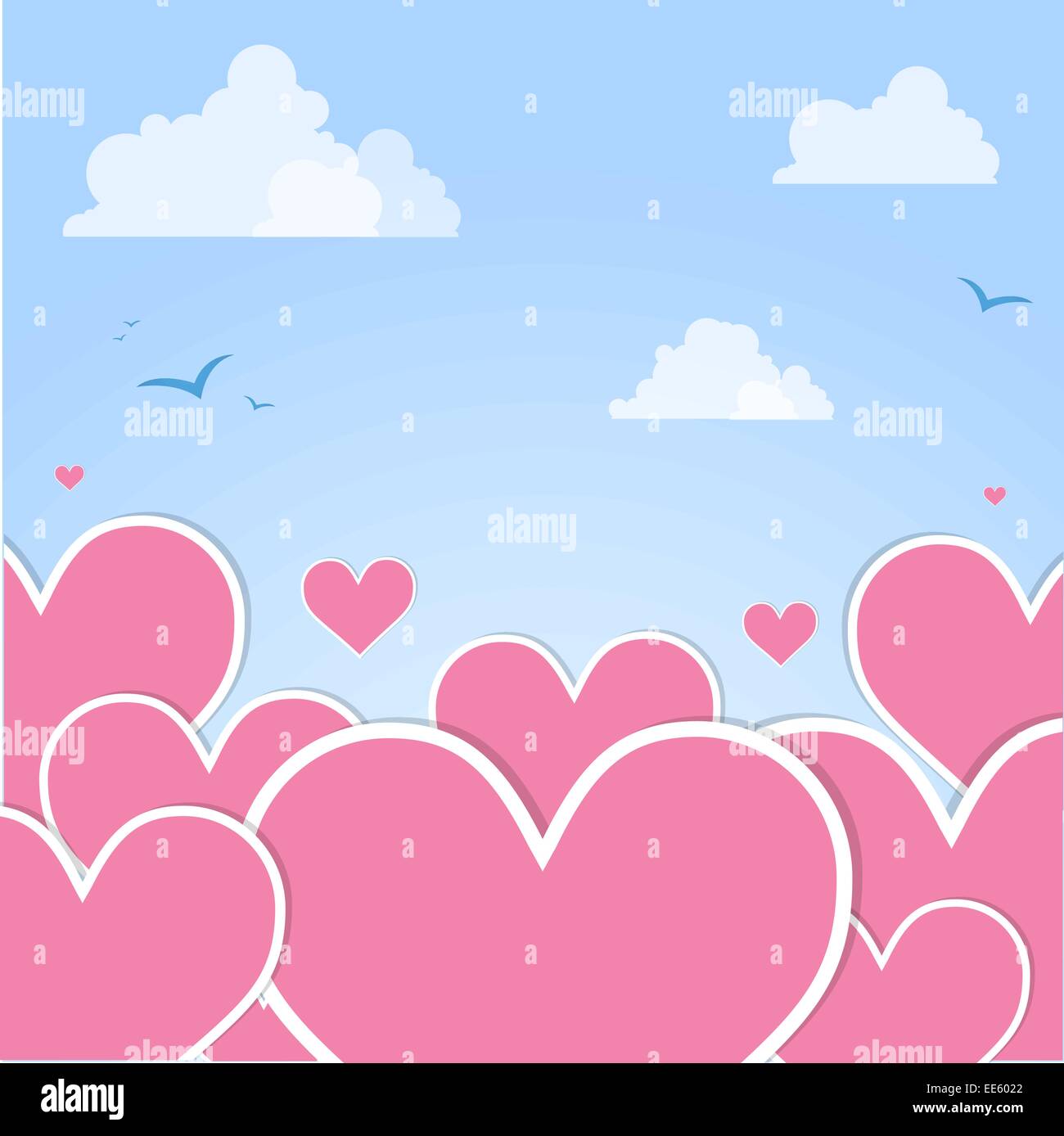 Pink hearts in the sky. Vector Stock Vector Image & Art - Alamy