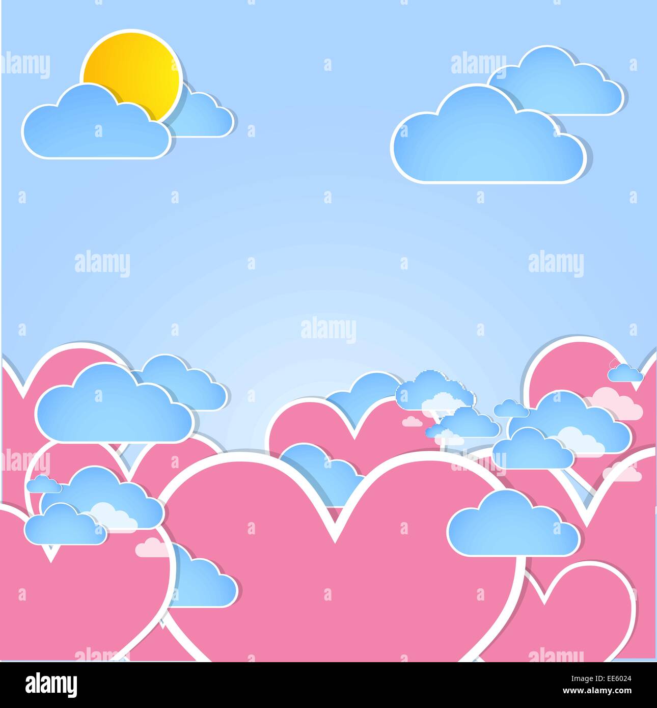 Pink hearts in the sky. Vector Stock Vector Image & Art - Alamy