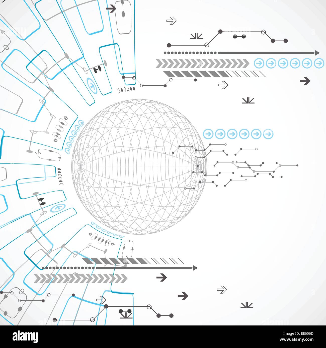 Abstract technological background with various elements Stock Vector ...