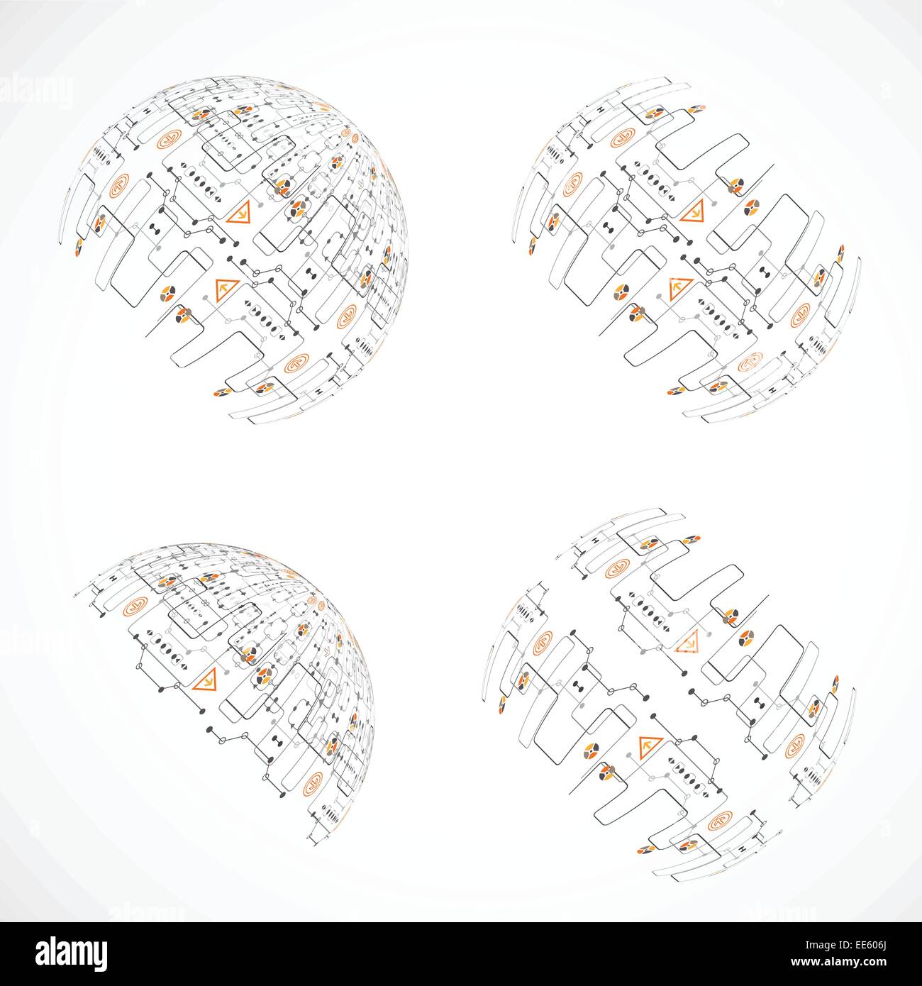 Set of abstract technology spheres Stock Vector