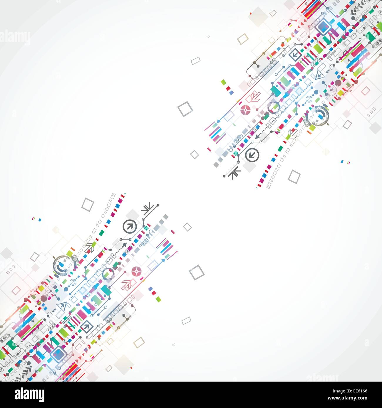 Abstract technological background with various technological elements ...