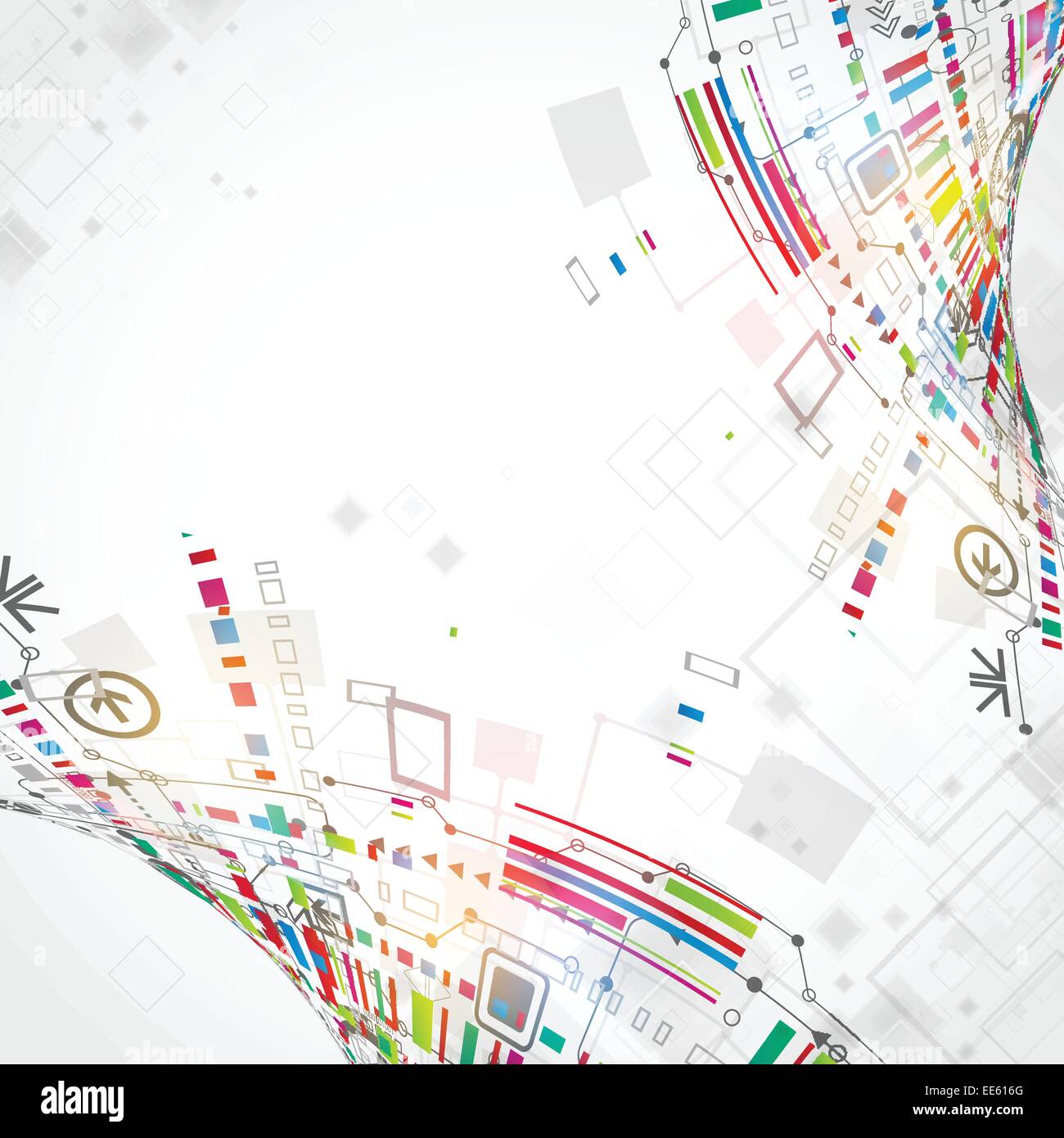 Abstract technological background with various technological elements ...
