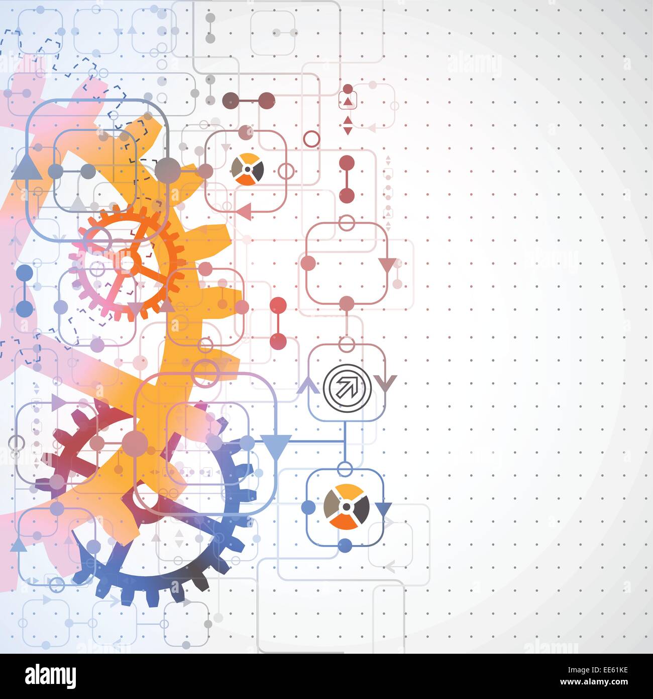 Abstract technological background with various technological elements ...