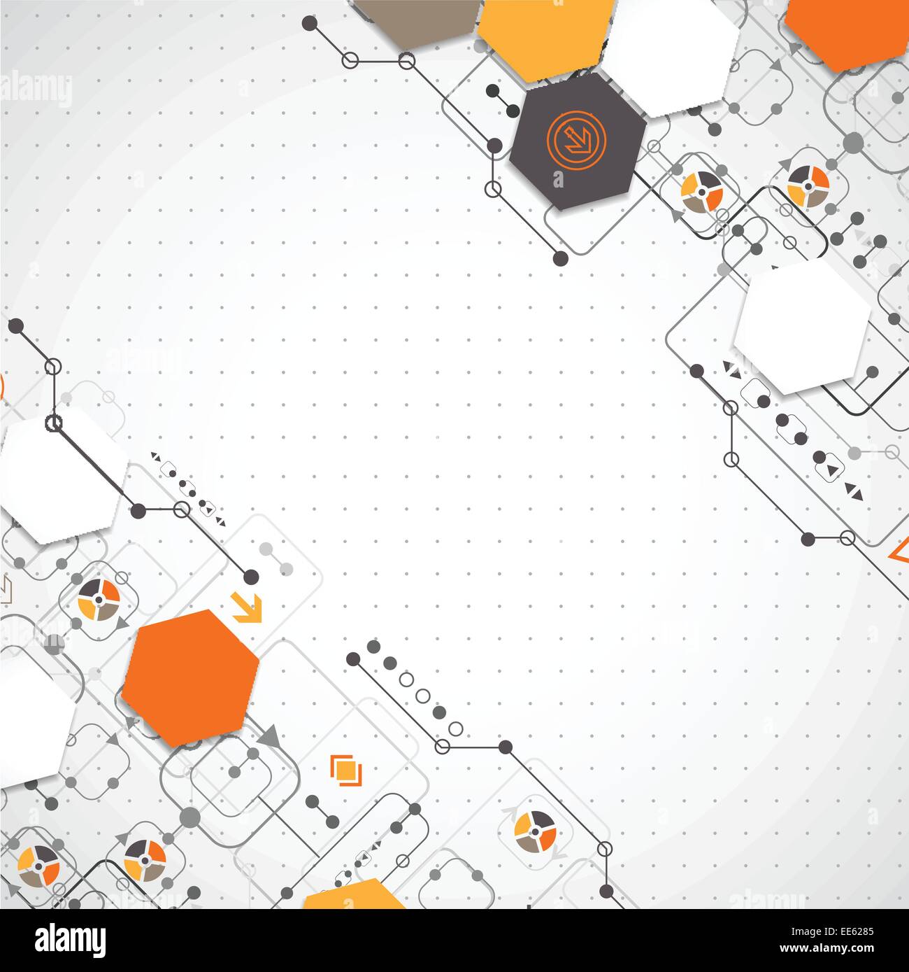 Abstract technological background with various technological elements ...
