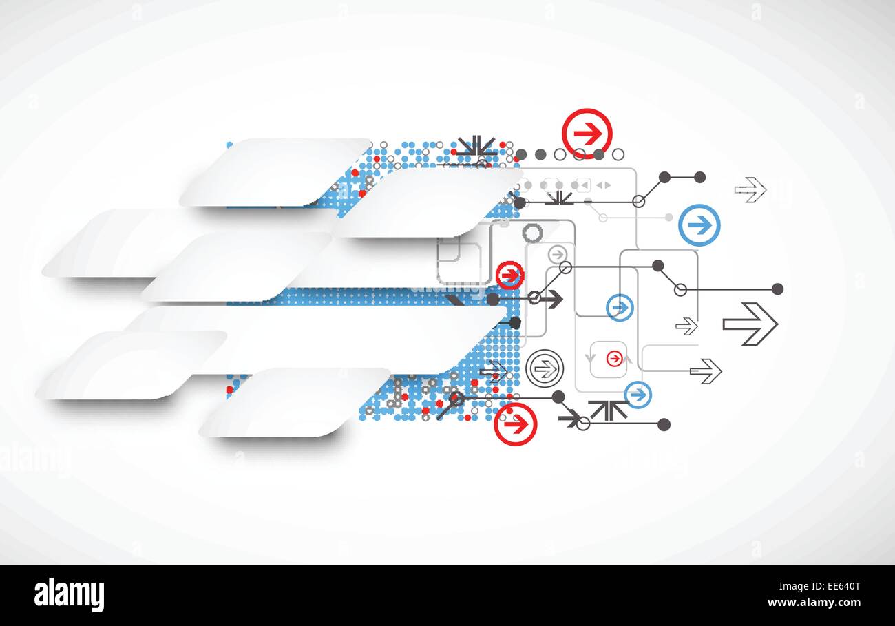 Abstract technological background with various technological elements ...