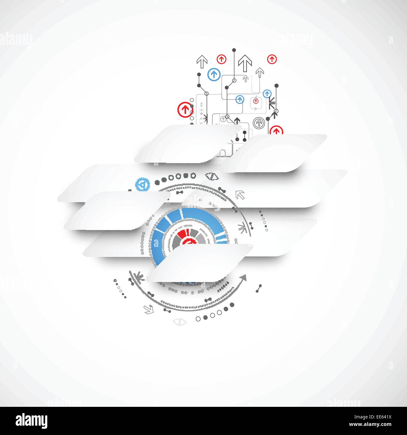 Abstract technological background with various technological elements ...