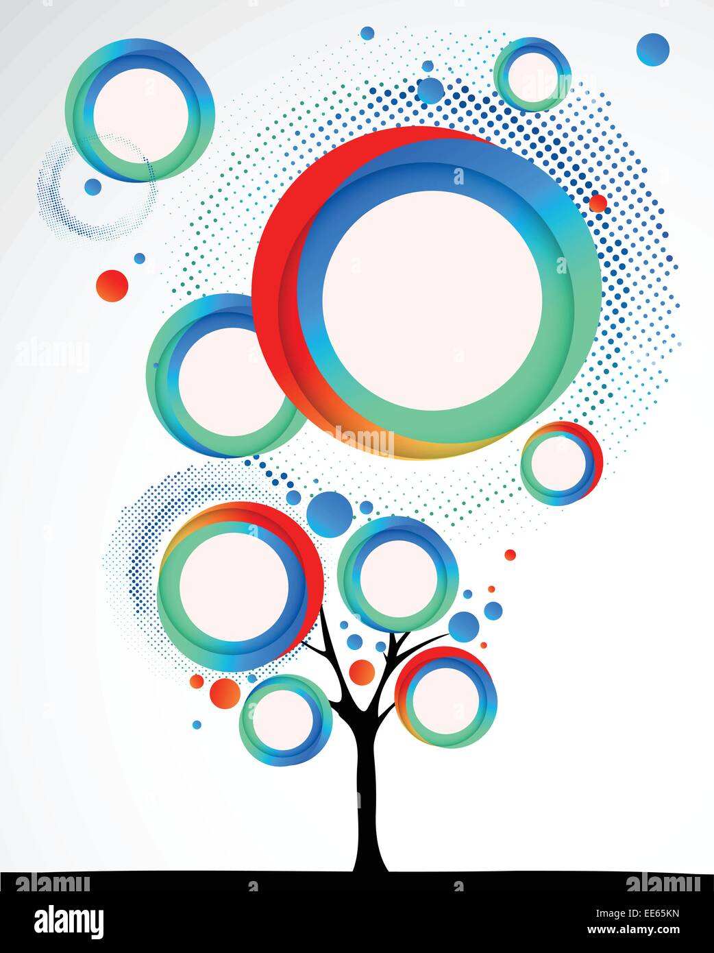 Abstract funny tree with round shapes. Vector Stock Vector