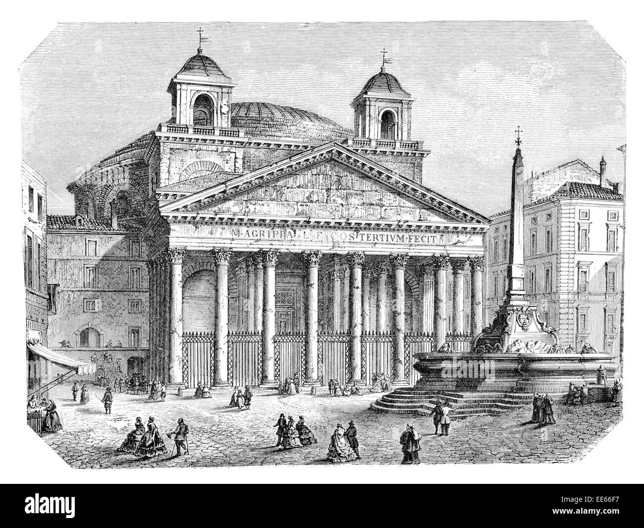 Pantheon Rome Italy portico Corinthian columns dome Roman Piazza della Rotonda Religion religious Christian Christianity Stock Photo