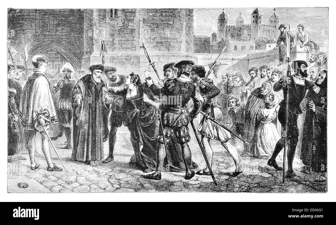 Meeting Sir Thomas More Daughter William Frederick Yeames death sentence guard yeoman tower of London castle arrest prisoner Stock Photo