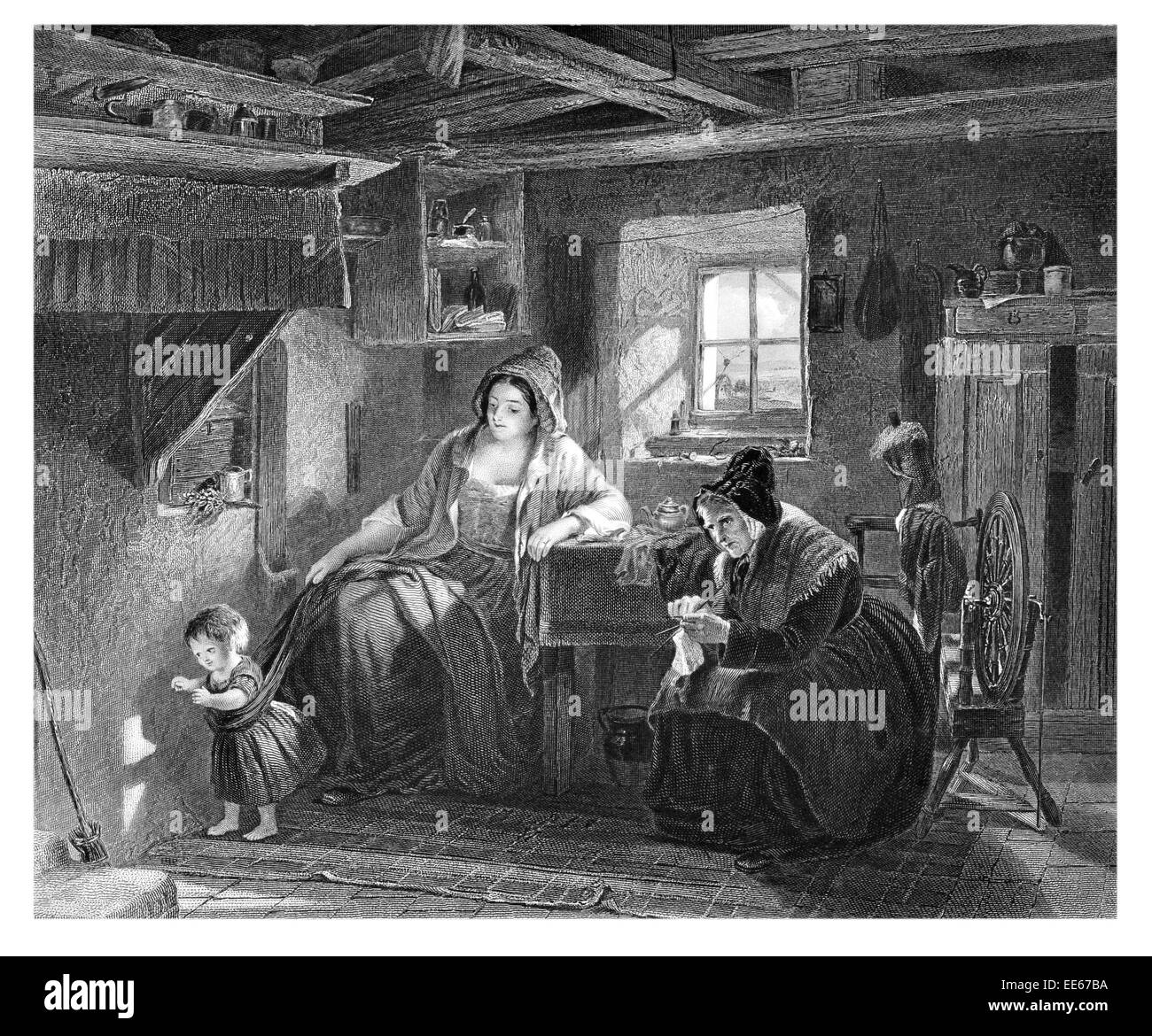 Cottage Industry Family Black And White Stock Photos Images Alamy