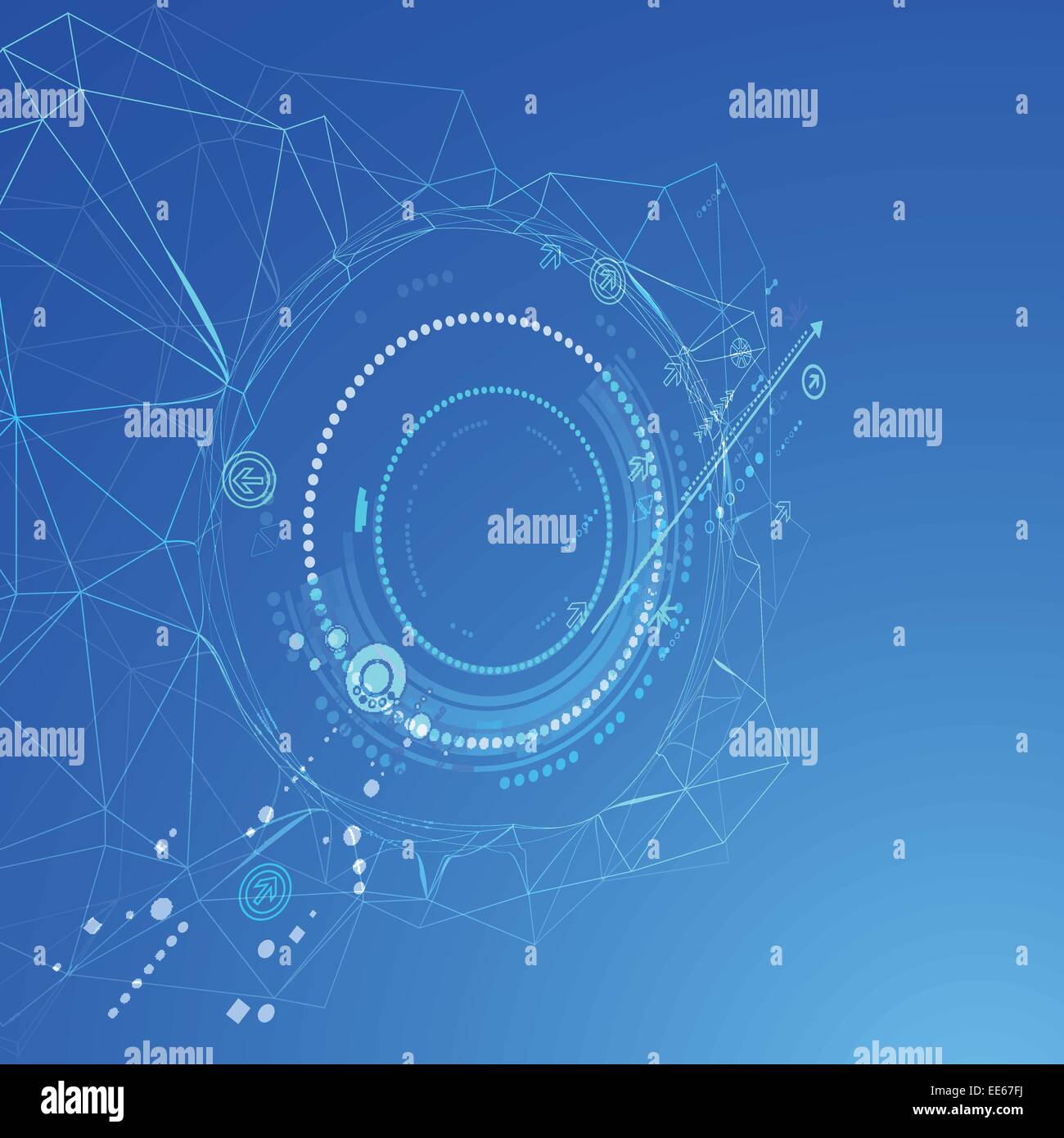 Blue Abstract technological background with various elements Stock ...