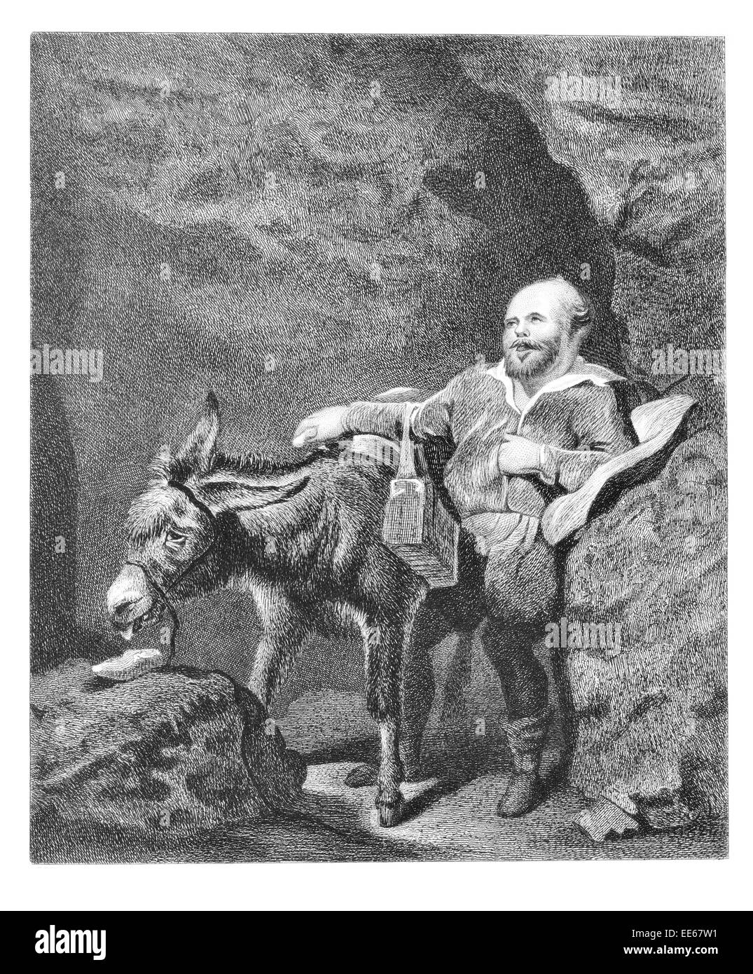 Sancho Panza Sir Edwin Henry Landseer Don Quixote novel fictional character  Don Miguel de Cervantes Saavedra donkey riding Stock Photo