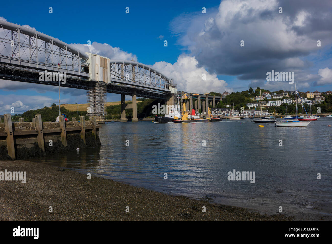 Brunel railway bridge River Tamar Saltash Cornwall England UK Stock Photo