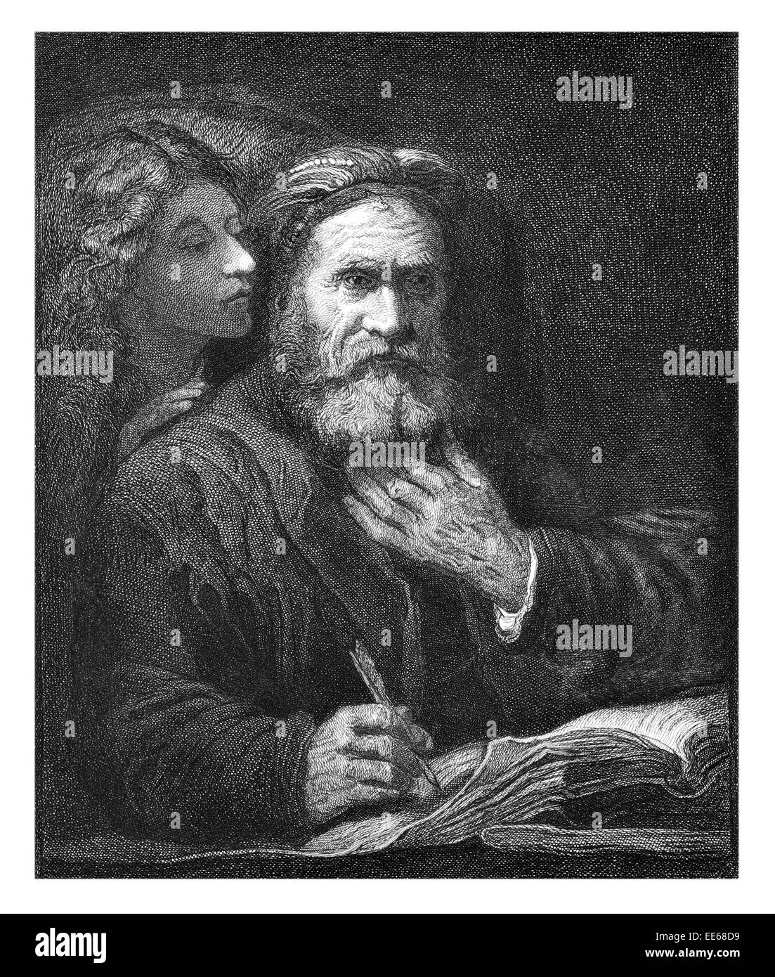 The Philosopher Rembrandt Harmenszoon van Rijn philosophy though thinking ponder pondering think philosophical period costume Stock Photo