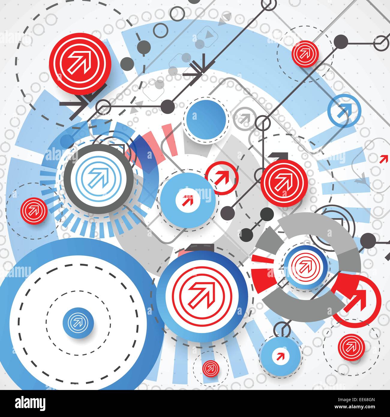 Abstract technological background with circles and arrows. Vector Stock ...