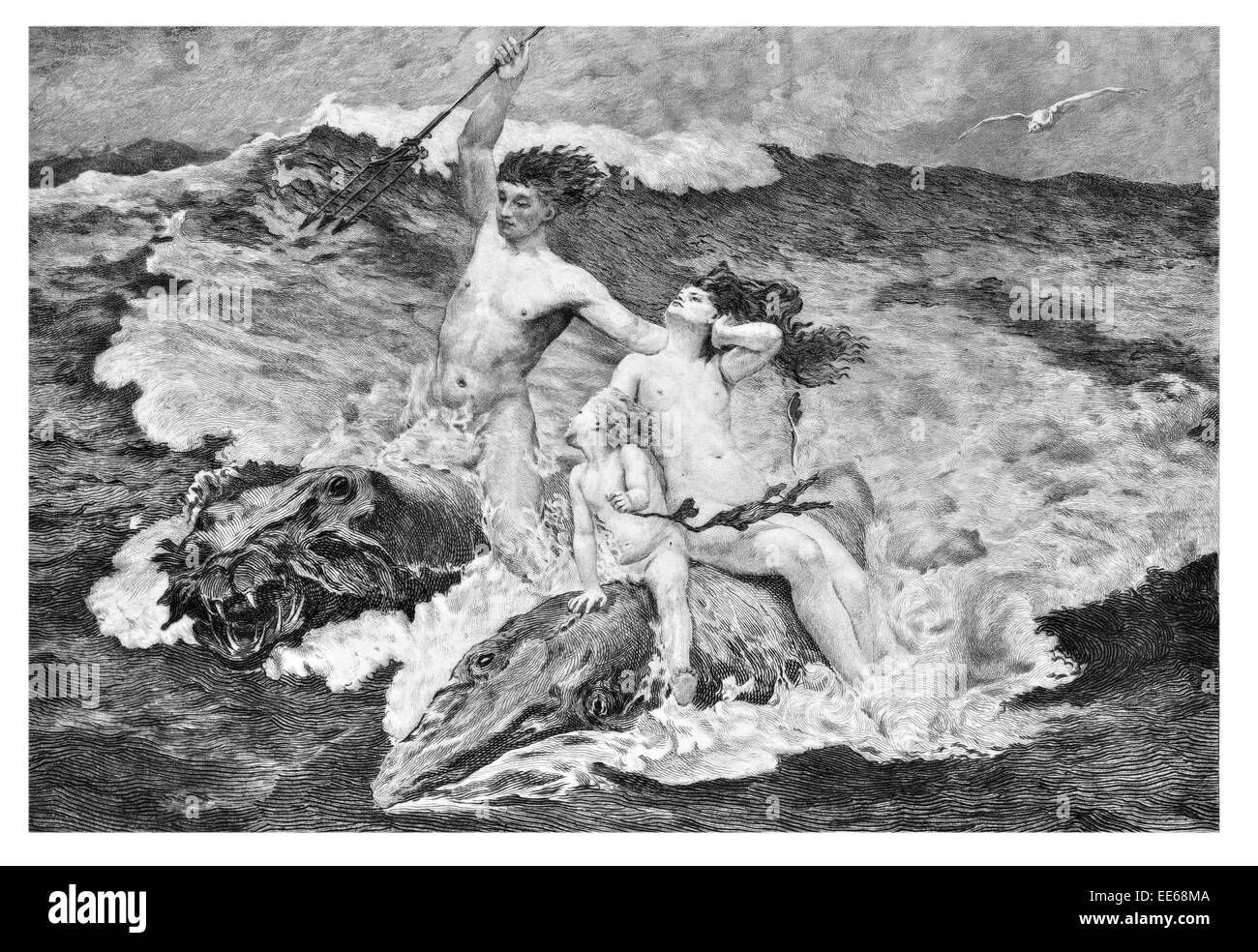 Neptune Charles Napier Kennedy  god freshwater sea ocean Roman Religion religious belief spirit spiritual church worship Stock Photo