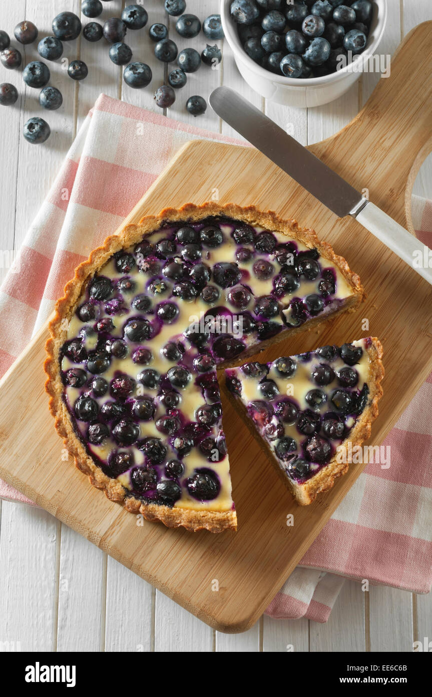Finnish blueberry pie. Mustikkapiirakka. Stock Photo