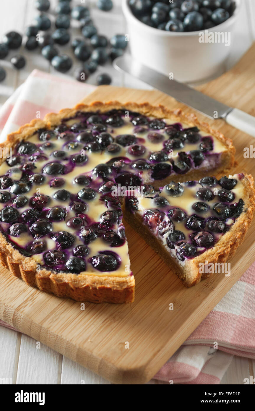 Finnish blueberry pie. Mustikkapiirakka. Stock Photo