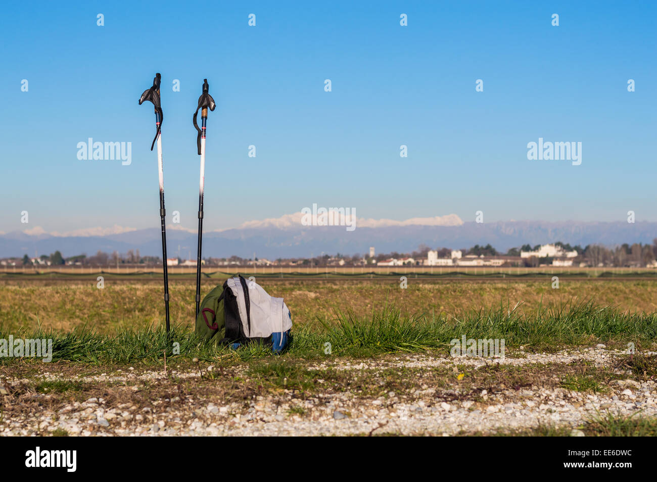 For a healthy life, equipment for Nordic walking Stock Photo