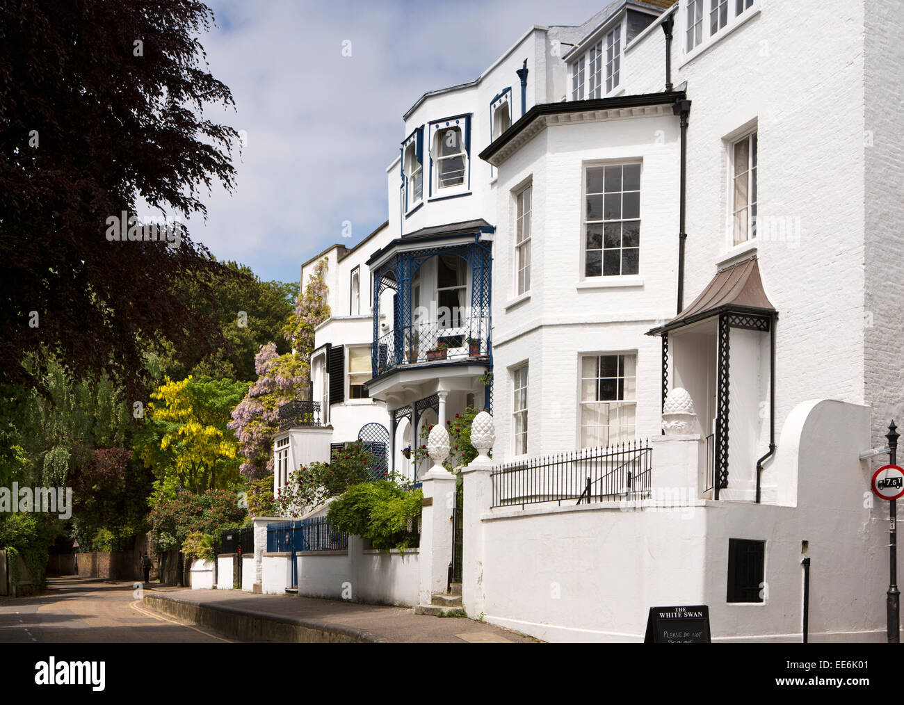 UK, London, Twickenham, Riverside, Aubrey House in middle of riverside terrace Stock Photo