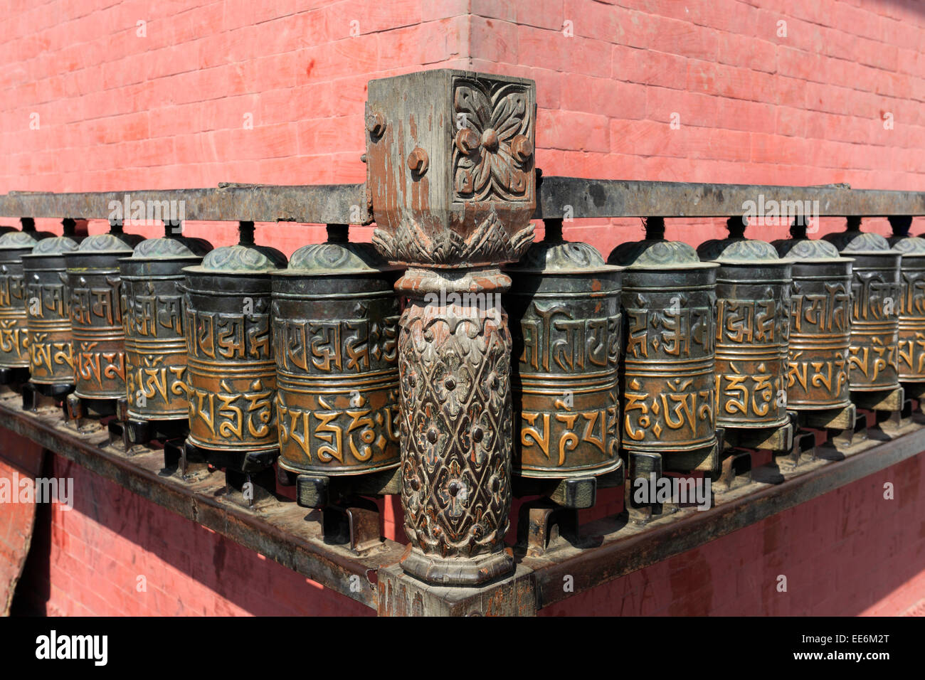 Religious Prayer Wheels at the Buddhist Stupa, Monkey Temple, UNESCO ...
