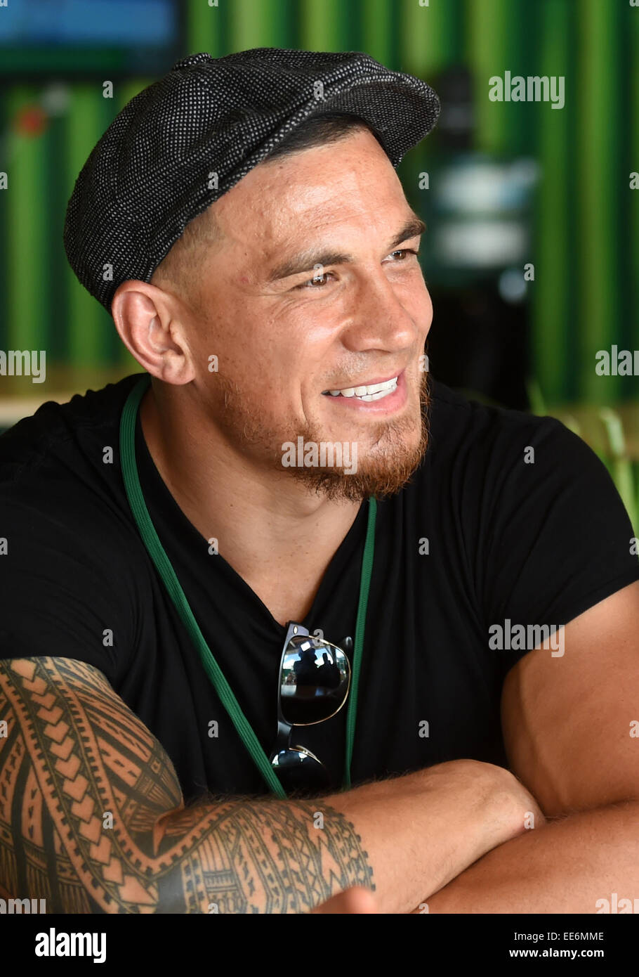 Auckland, New Zealand. 14th Jan, 2015. Sonny Bill Williams on Day 3 at the Heineken Open. Festival of Tennis, ATP World Tour. ASB Tennis Centre, Auckland, New Zealand. Wednesday 14 January 2015. Credit:  Action Plus Sports/Alamy Live News Stock Photo