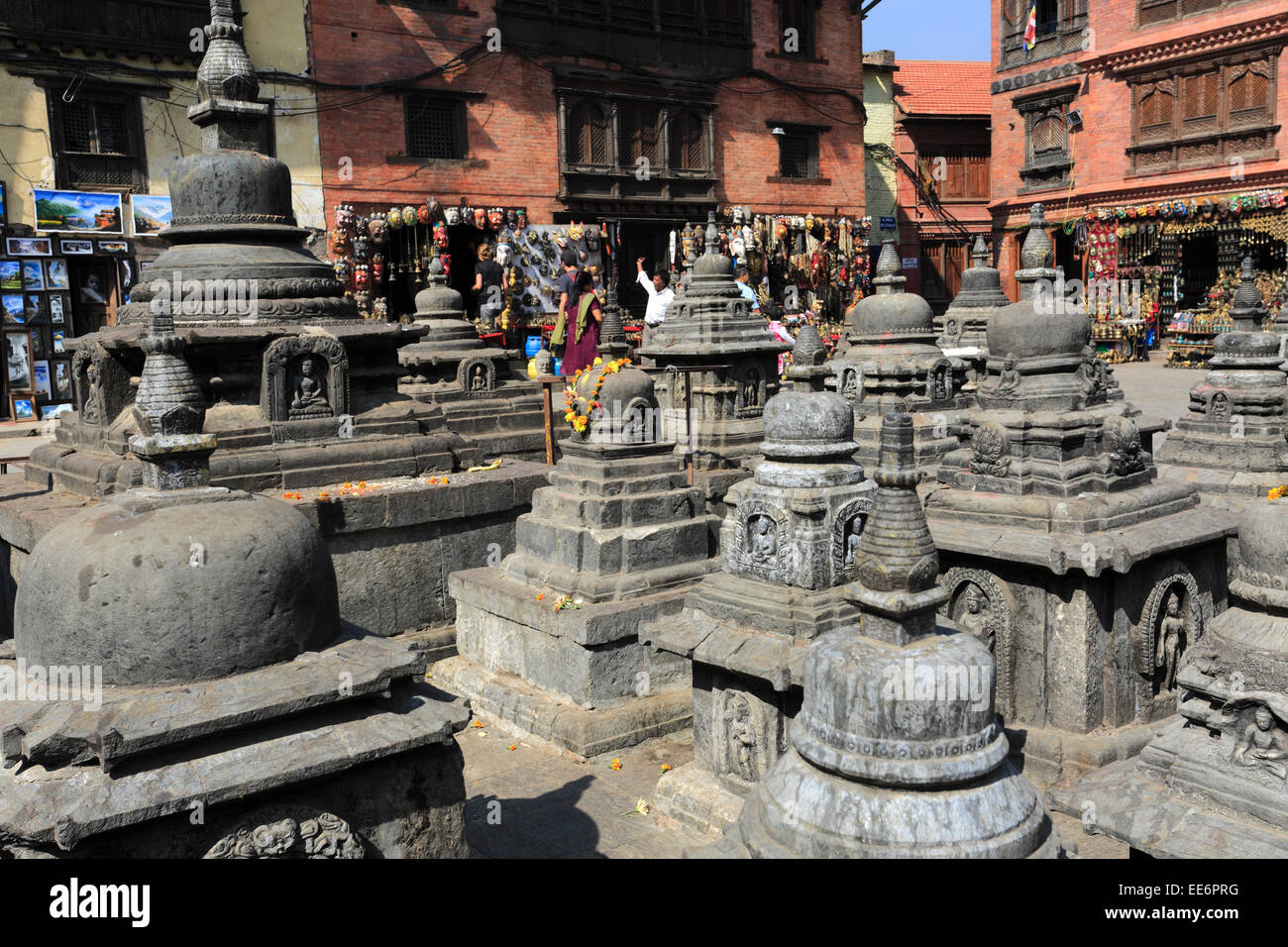 Image of Buddhist Stupas, Prayer Flags and Temples, Monkey Temple ...