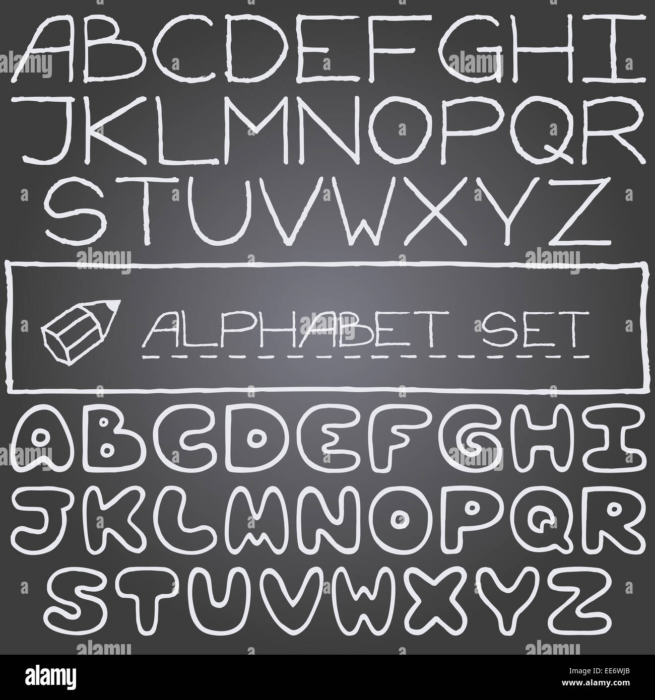 Hand drawn set on letters, 2 full alphabets Stock Photo