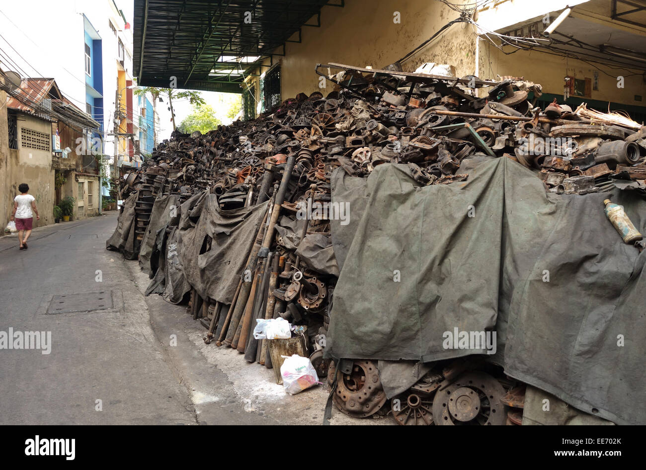 Sieng Kong Zone, oldest car spare part market in Chinatown, Bangkok, Thailand, Southeast Asia. Stock Photo