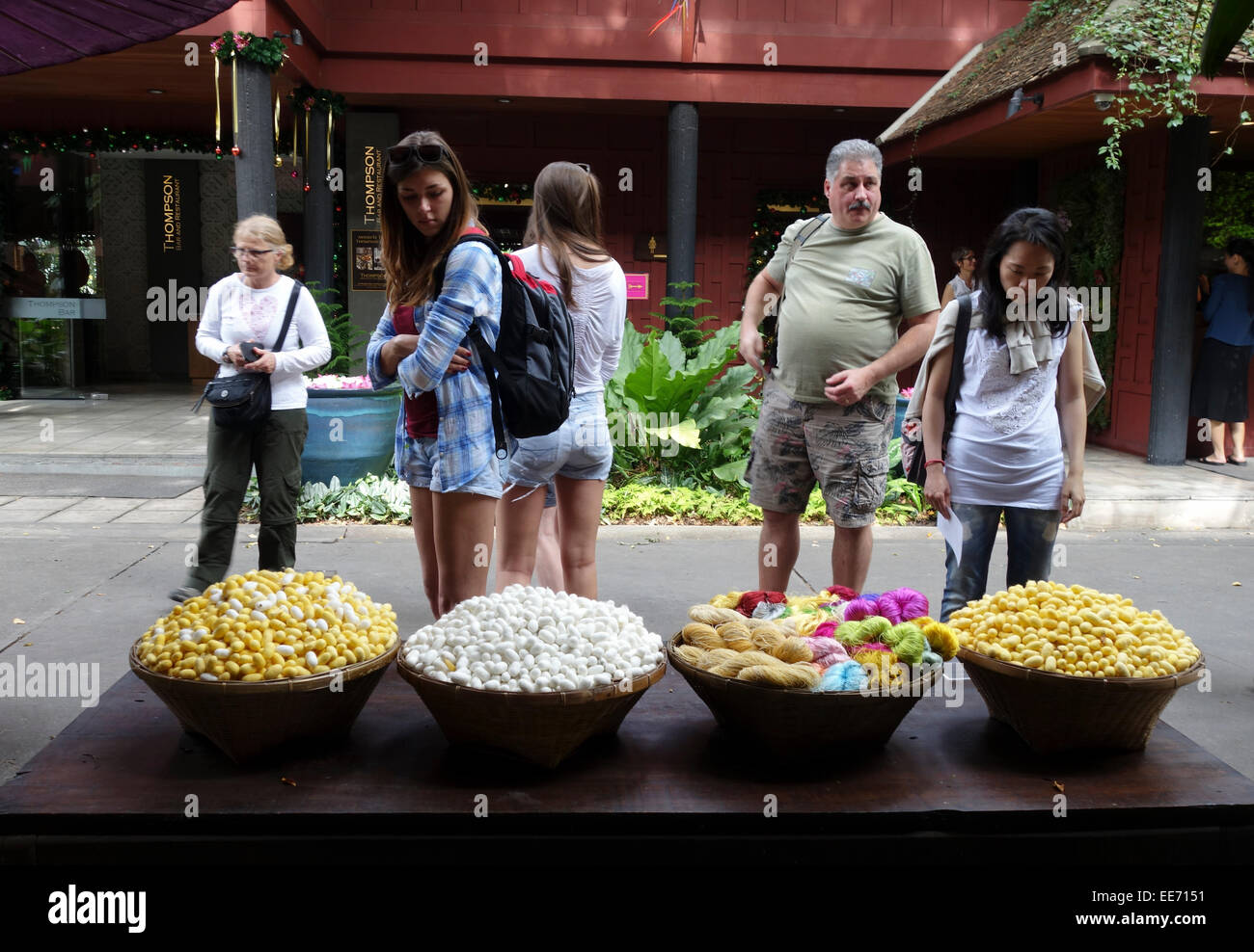 Tourists at Jim Thompson House, museum, Thai silk, Bangkok, Thailand, Southeast Asia. Stock Photo