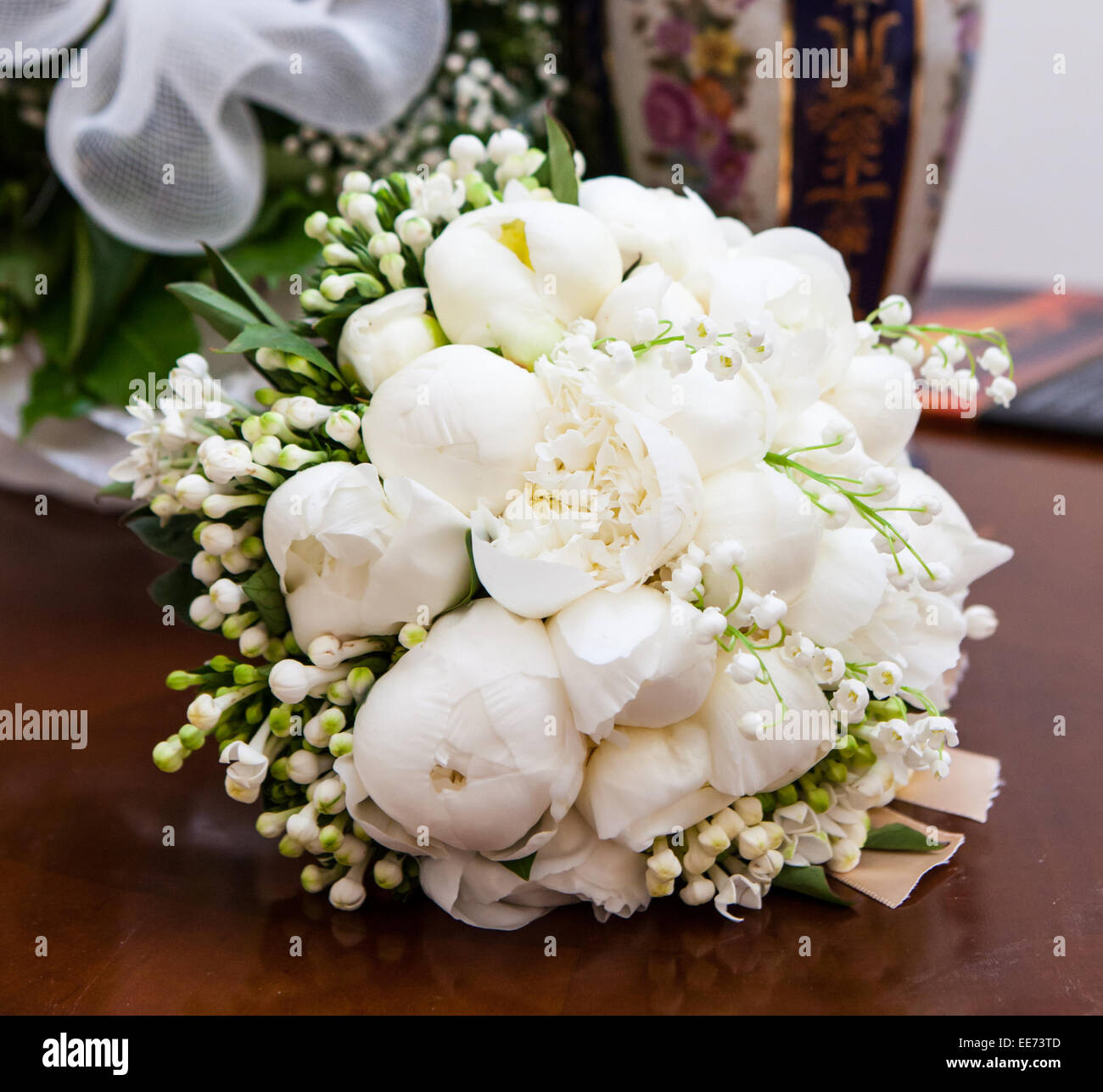 Bridal bouquet with white peonies and jasmine Stock Photo Alamy