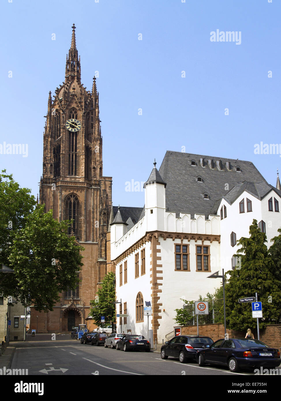 Deutschland, Frankfurt am Main, Dom St,  Bartholomaeus, Turm, Detail, Europa, Hessen, Stadt, Gebaeude, Bauwerk, Architektur, Kir Stock Photo