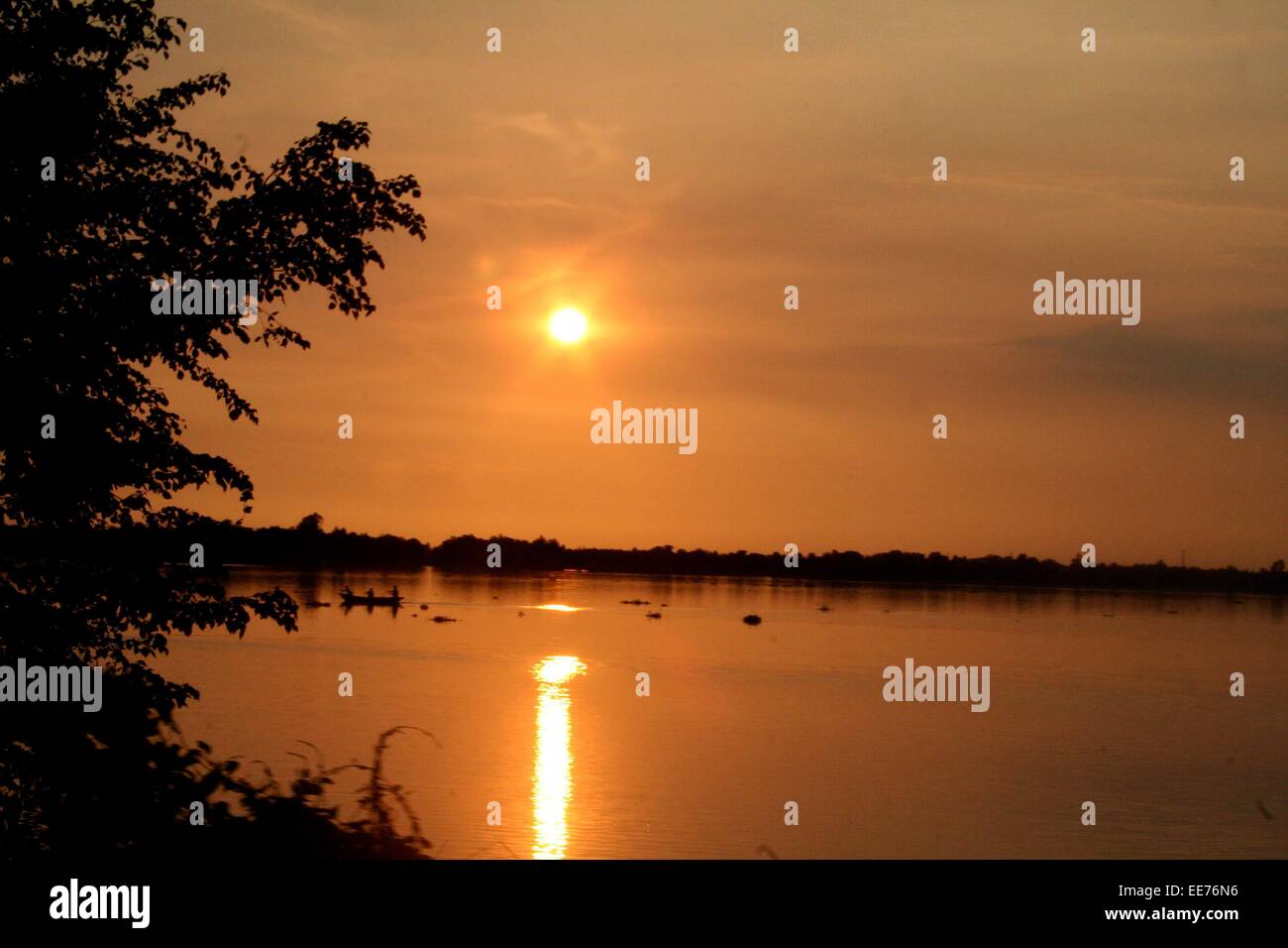 Bangladesh  2015. Sunset over Surma  River in Sunamganj. Stock Photo