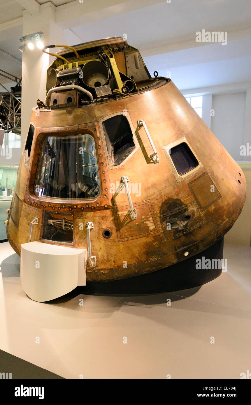 Apollo 10 command module exhibited at the  Scienze Museum - London, England Stock Photo