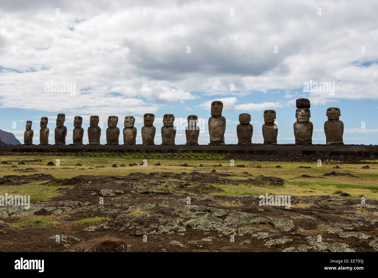 Moai Statues on Easter Island Stock Photo Alamy