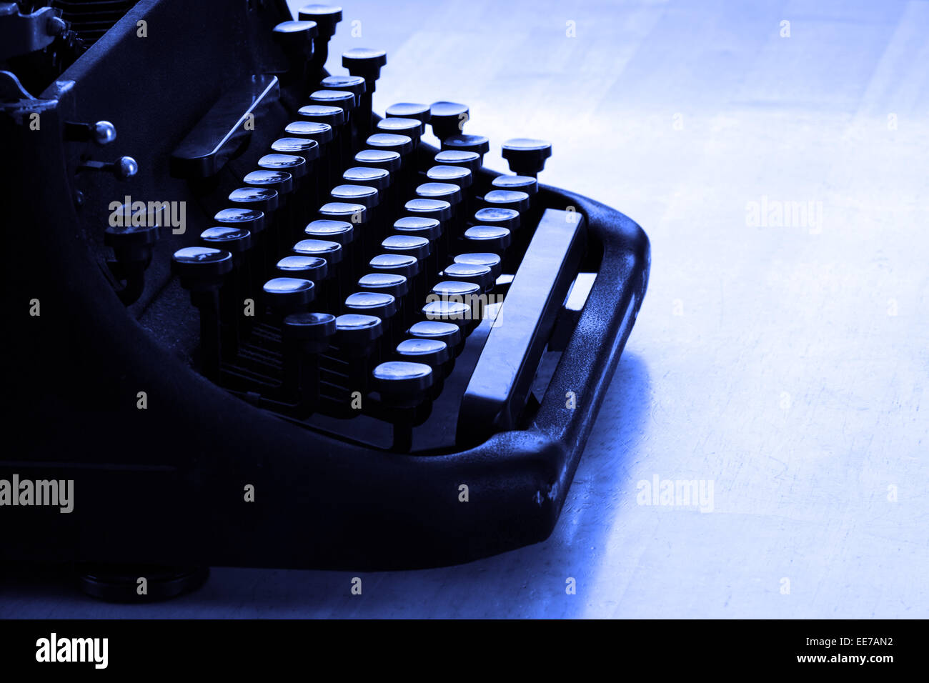 Closeup of old typewriter letters and keys for typing on documents business Stock Photo