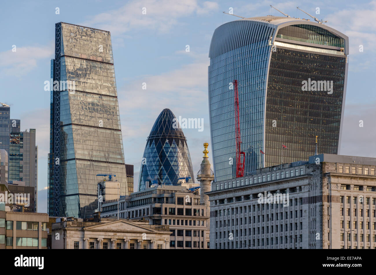 London skyline with the 'Walkie-Talkie' building, 'Gherkin', and ' Cheesegrater' building in view. London, UK Stock Photo - Alamy
