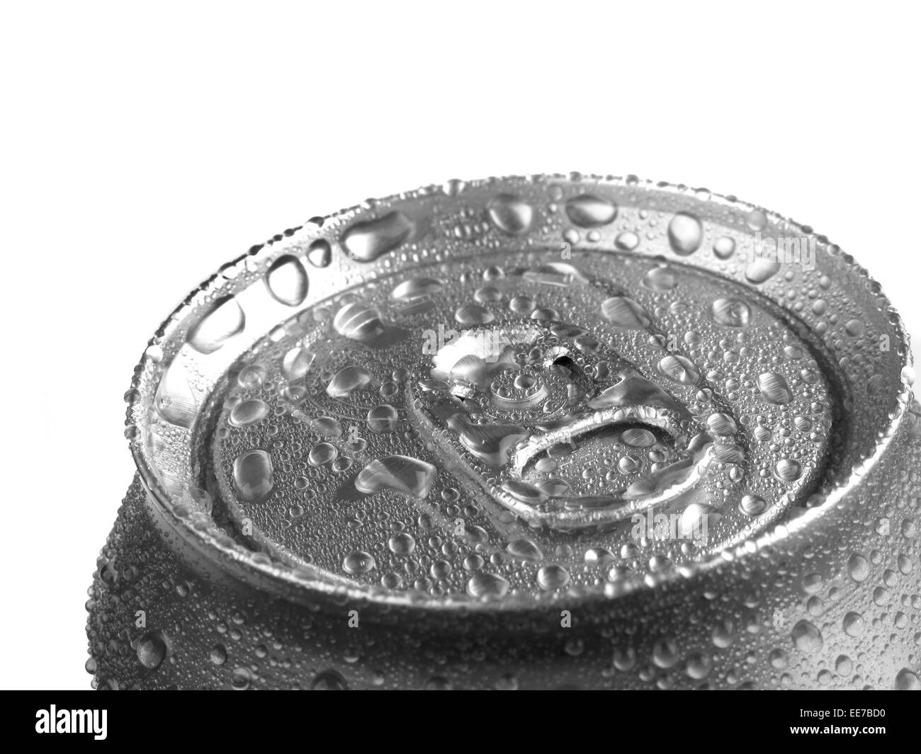 Detail of soda can with water drops for freshness and refreshment Stock Photo