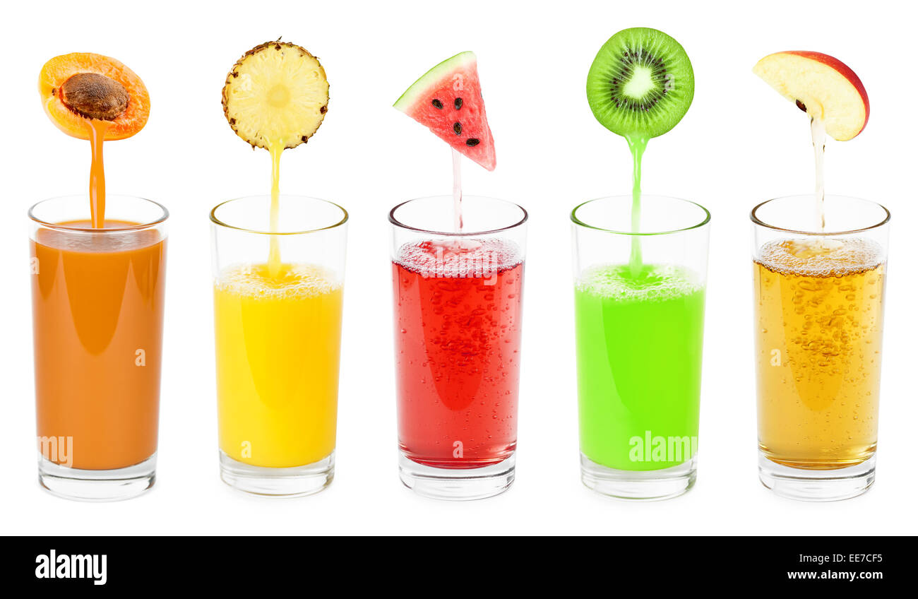 Glass of fresh fruit juices Stock Photo Alamy