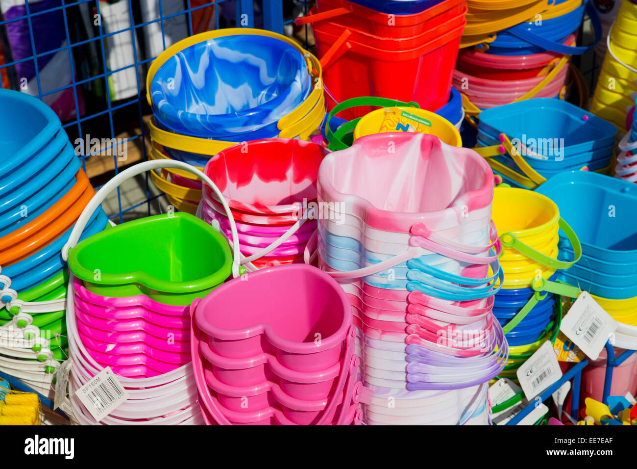 Buckets  Shop Display Cornwall UK Stock Photo
